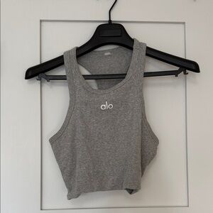 ALO Yoga Grey Ribbed Cropped Tank